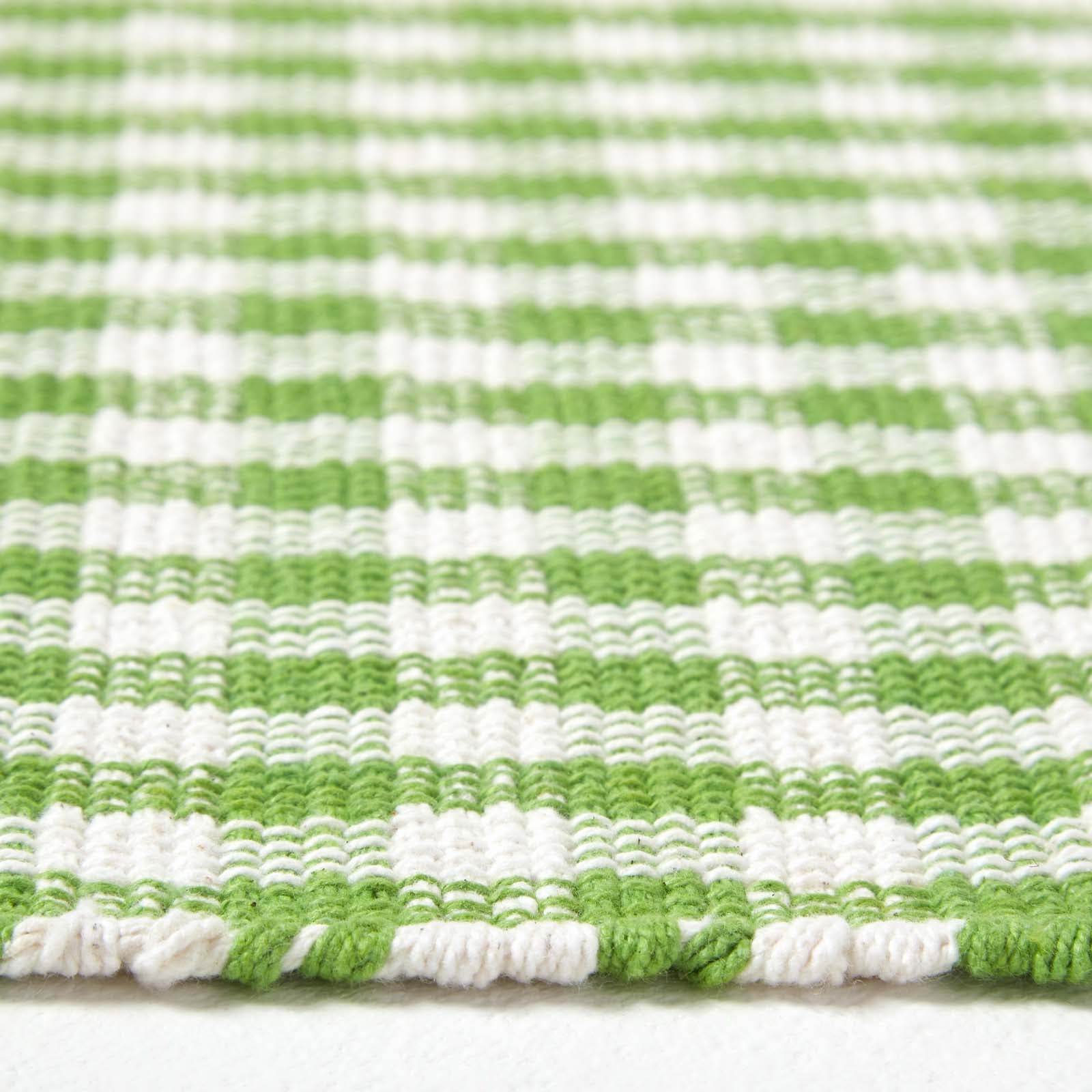 Cotton Gingham Check Rug Hand Woven | 120cm x 80cm | Green