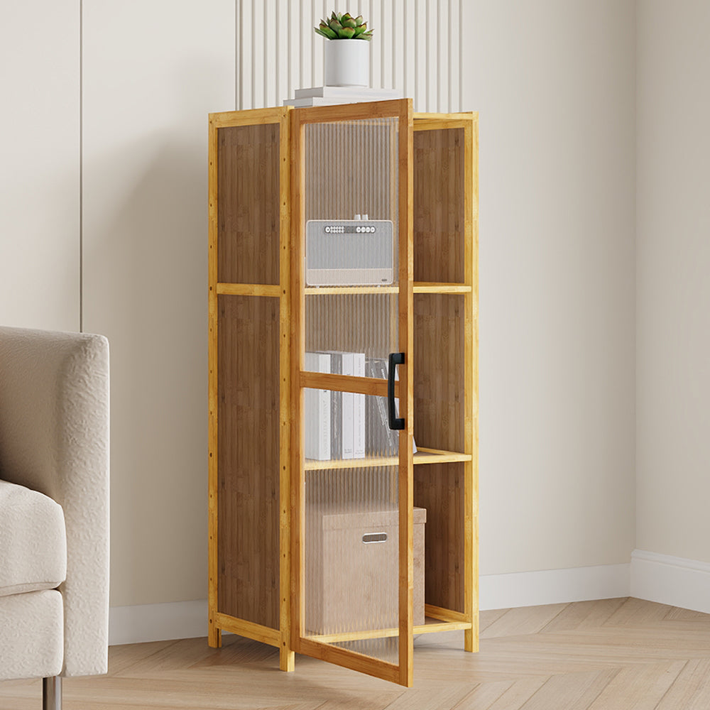3-tier Narrow Bookcase Storage Cabinet With Acrylic 40cm W Door