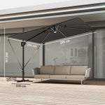 3 X 3 M Garden Cantilever Parasol W/ Light, Cover, Wind Protection | Grey