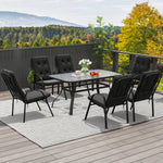 7-piece Dining Set, Rectangular Table & 6 Chairs, Black