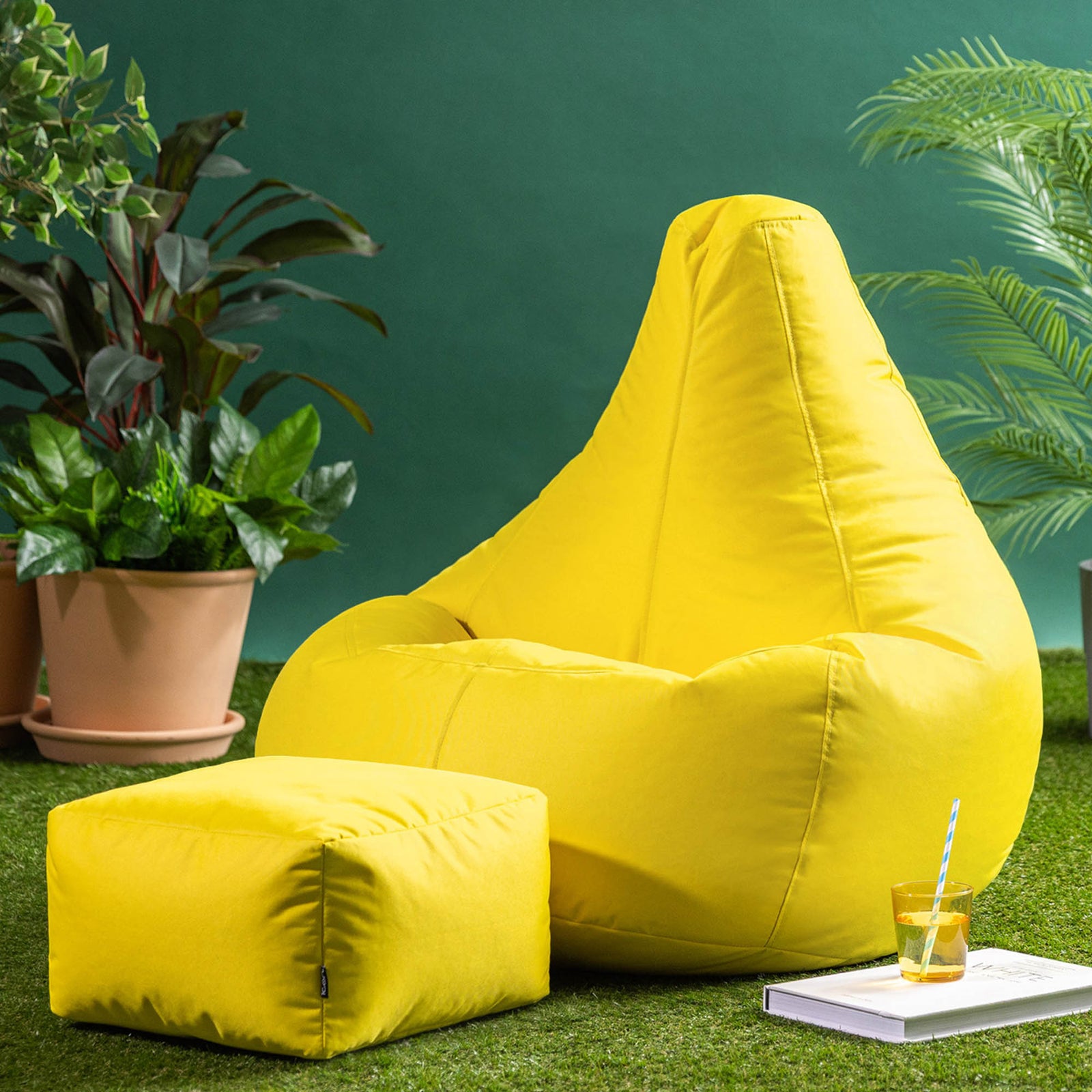 Recliner Indoor Outdoor Bean Bag Chair & Pouffe Chair | Yellow