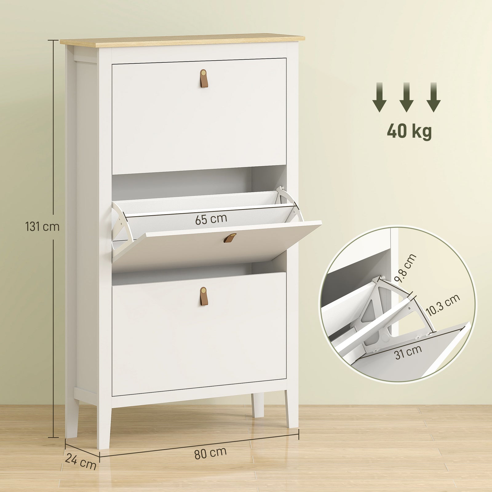 3 Drawer Shoe Cabinet For Hallway | White