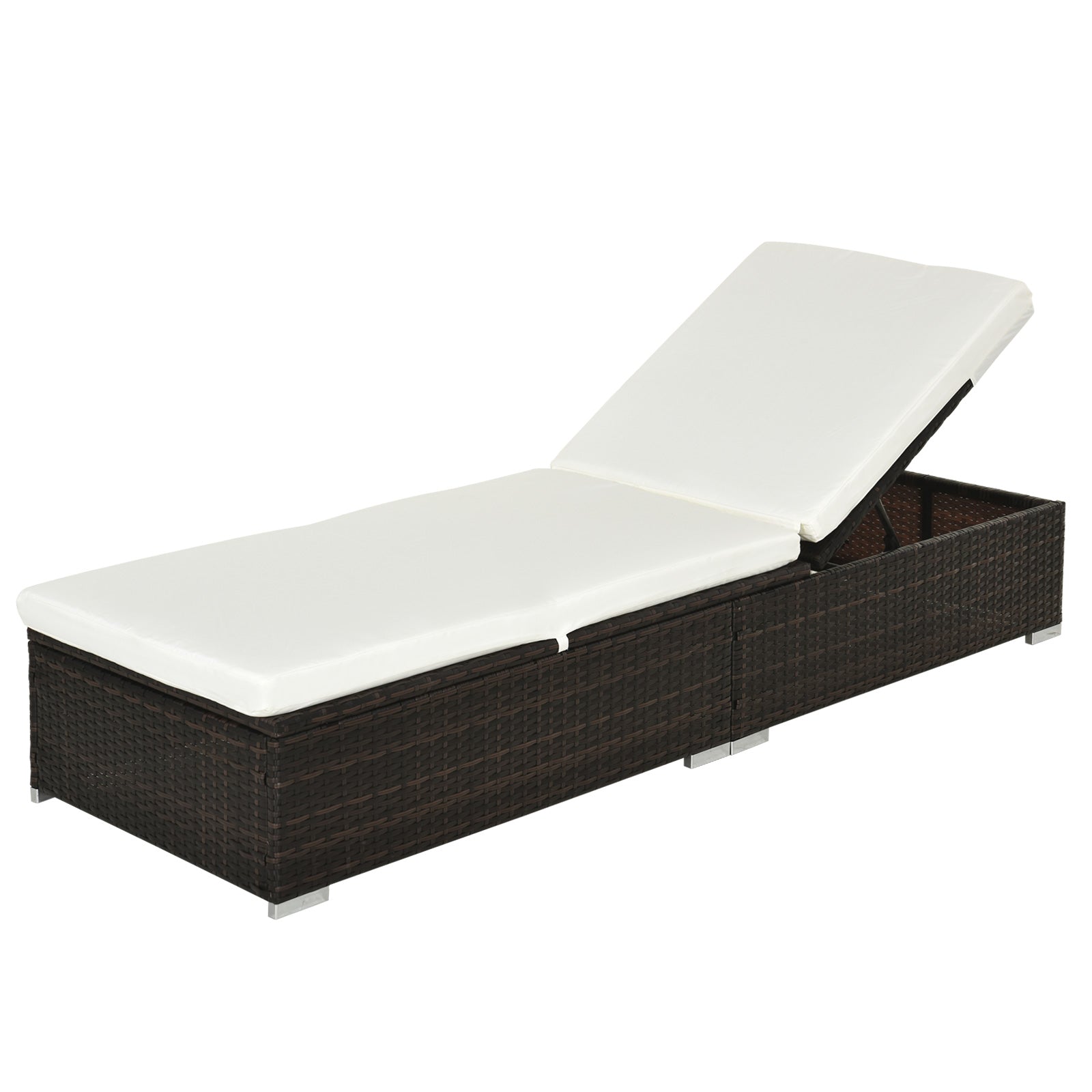 Garden Sun Lounger Rattan Recliner Lounger Chair  Set Of 2 | Brown
