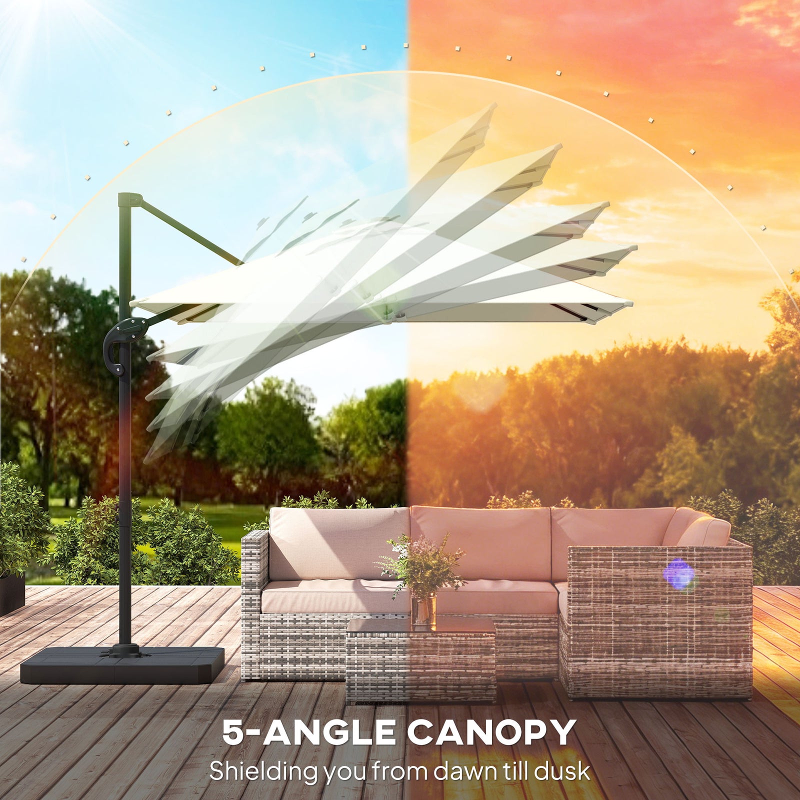 2.4 X 2.4 M Cantilever Parasol W/ Umbrella Weights | Cream