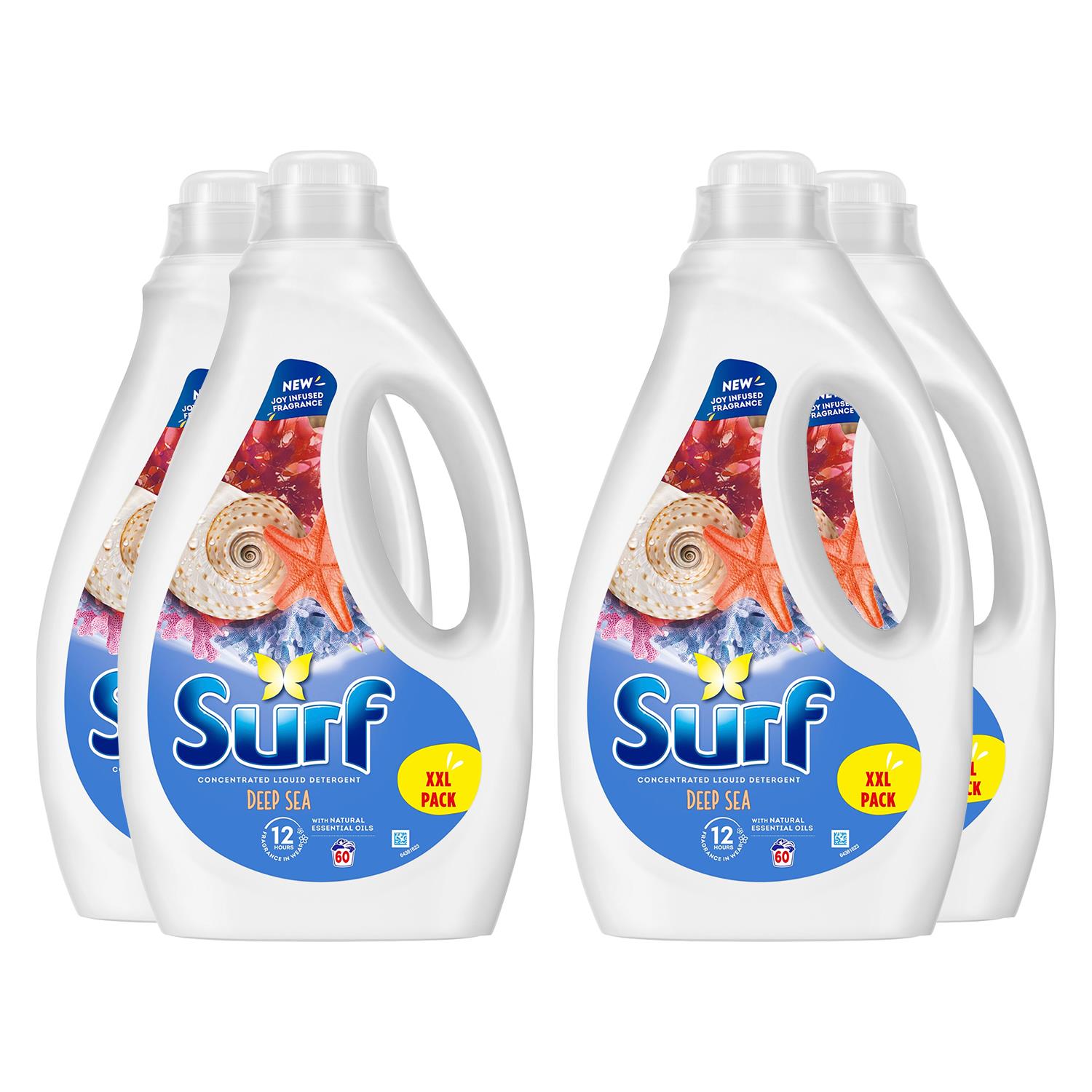 Surf Laundry Washing Liquid Detergent Deep Sea 6.48 L, 240 Washes, 4pk