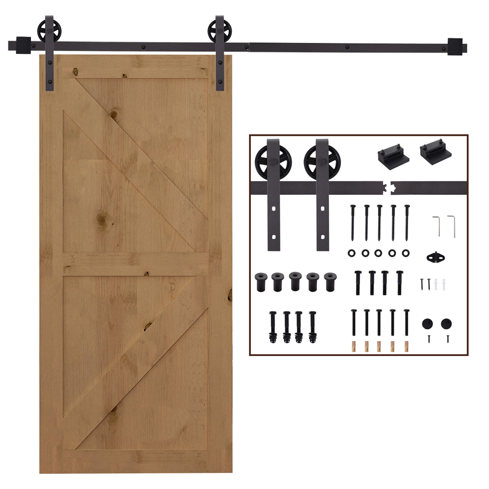 6ft/1830mm Carbon Steel Sliding Barn Wood Door Hardware Closet Track Set
