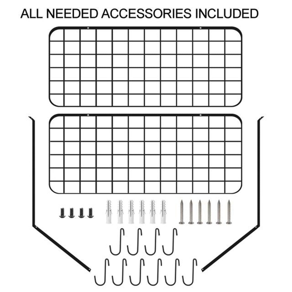 Wall-mounted 2 Tiers Pan Rack Pot Holders Storage With 10 Hooks Black