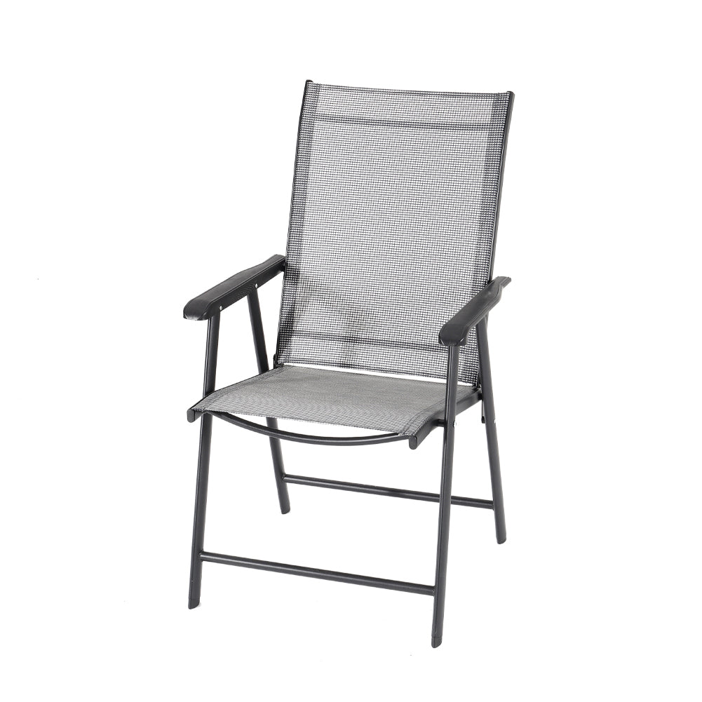 Foldable Chairs With Metal Frame & Fabric Seat – Set Of 2 Or 4 | Set of 4 | Black
