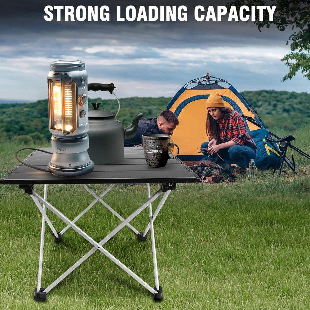 Dyzi Folding Aluminium Camping Table 35cm Portable Black
