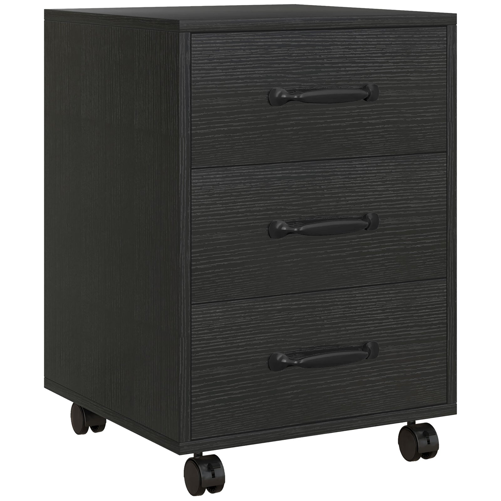 Mobile File Cabinet With 3 Drawers Under Desk | One Size | Black