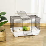 PawHut Small Pet Cage, Indoor Rabbit Guinea Pig House W/ Wood Floor, Trays