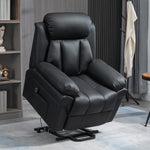 Pu Leather Electric Recliner Mobility Lift&rise Overstuffed Design Black