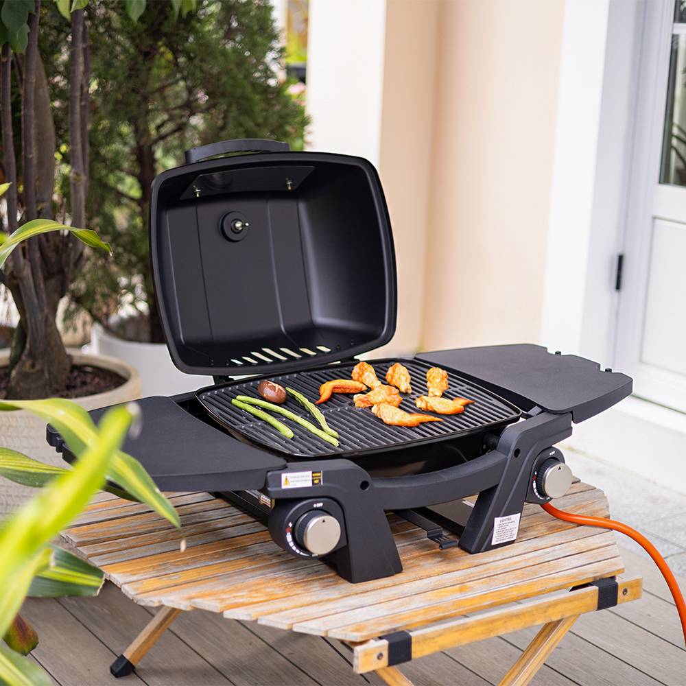 Portable Gas Grill Propane Grill With Side Tables