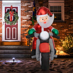 5.6ft Christmas Blow Up Santa Claus Riding Motorcycle Led