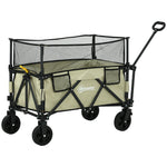 180l Folding Garden Trolley Wagon With Extendable Side Walls | Khaki