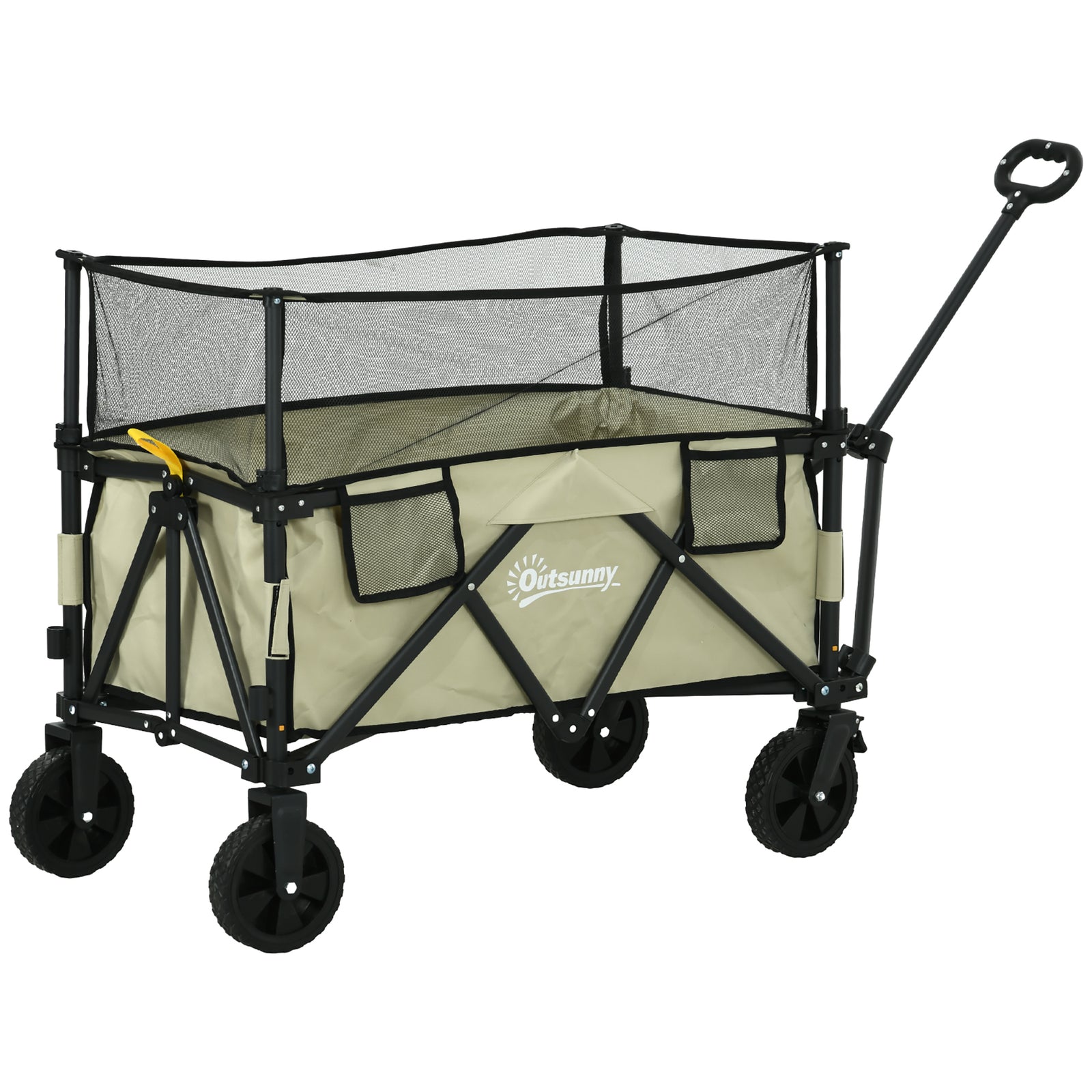 180l Folding Garden Trolley Wagon With Extendable Side Walls | Khaki