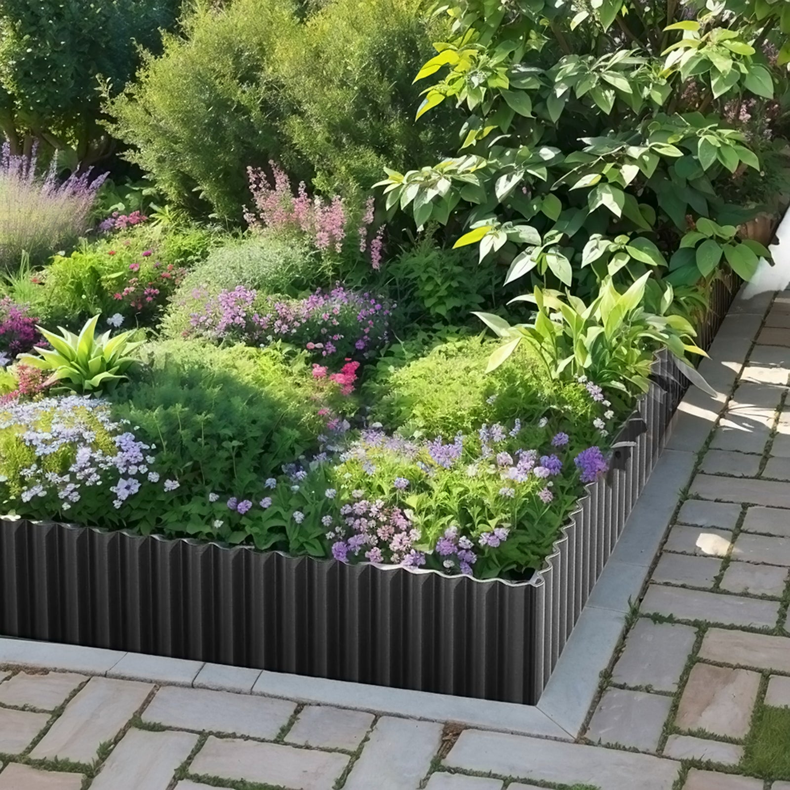 6m Corrugated Steel Garden Edging | Black