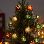 Multicoloured Christmas Ball Ornament String Lights Battery Powered