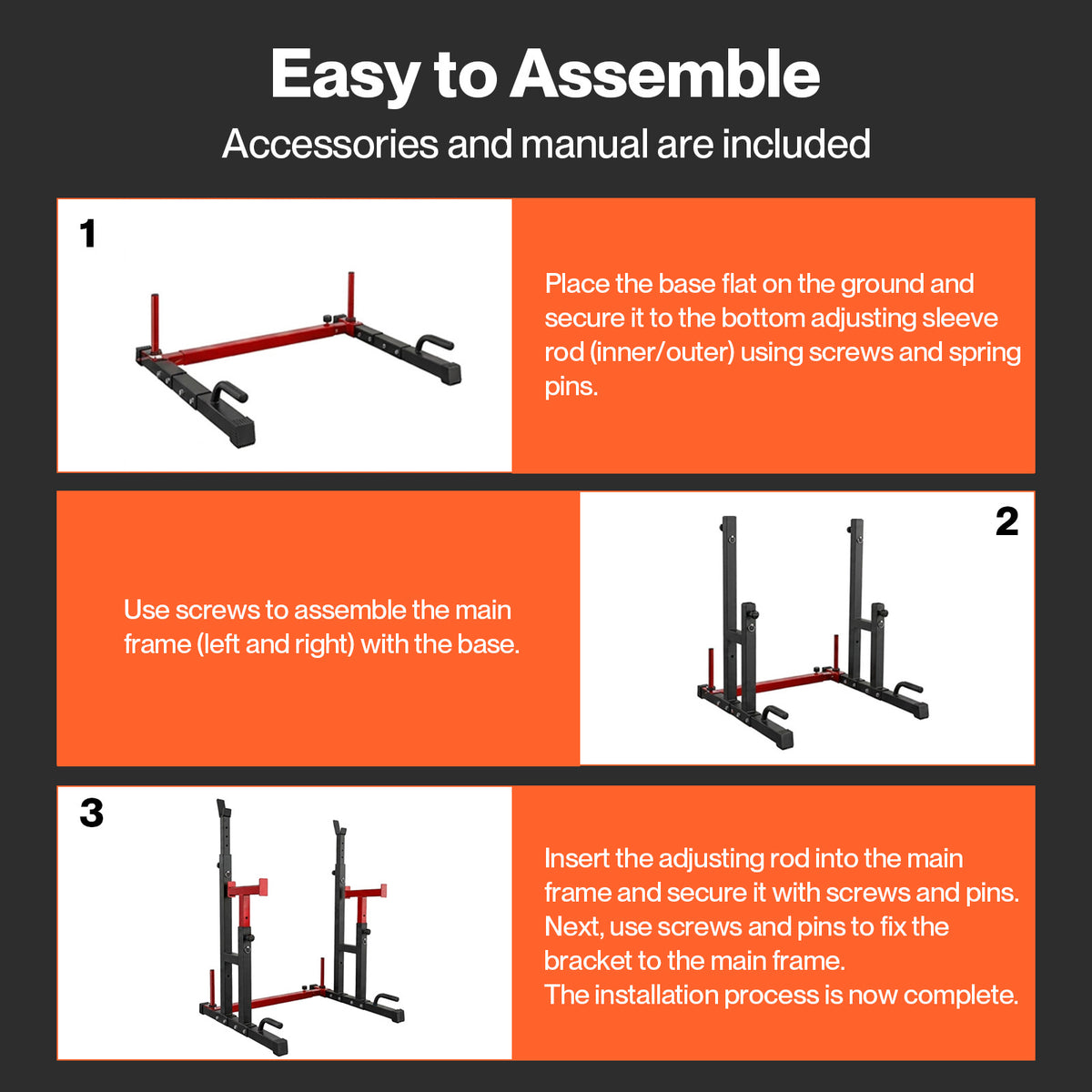 Centra Squat Rack 250kg Adjustable Bench Press Stand Power Rack Black