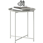 46cm Round Garden Table Side Table With Removable Tray | White
