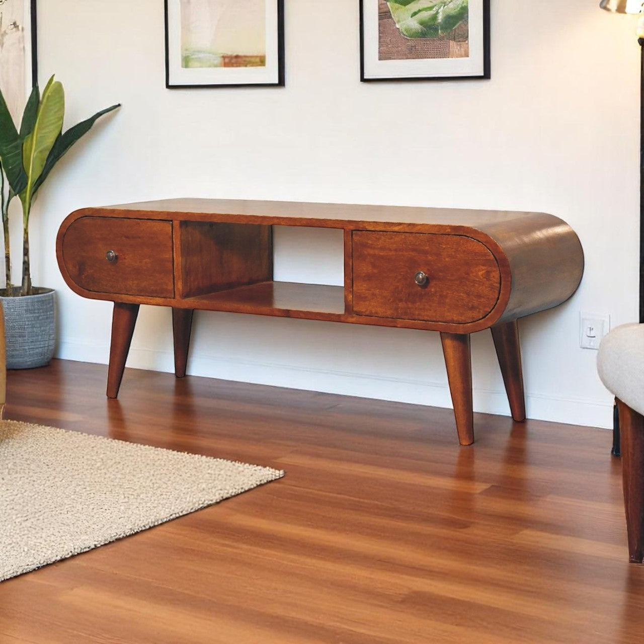 Solid Wood London Chestnut Tv Stand