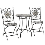 3 Pcs Mosaic Tile Garden Bistro Set Outdoor W/table 2 Chairs