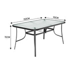 7 Pcs Garden Dining Set Tempered Glass Outdoor Coffee Table And Rattan Chairs Set