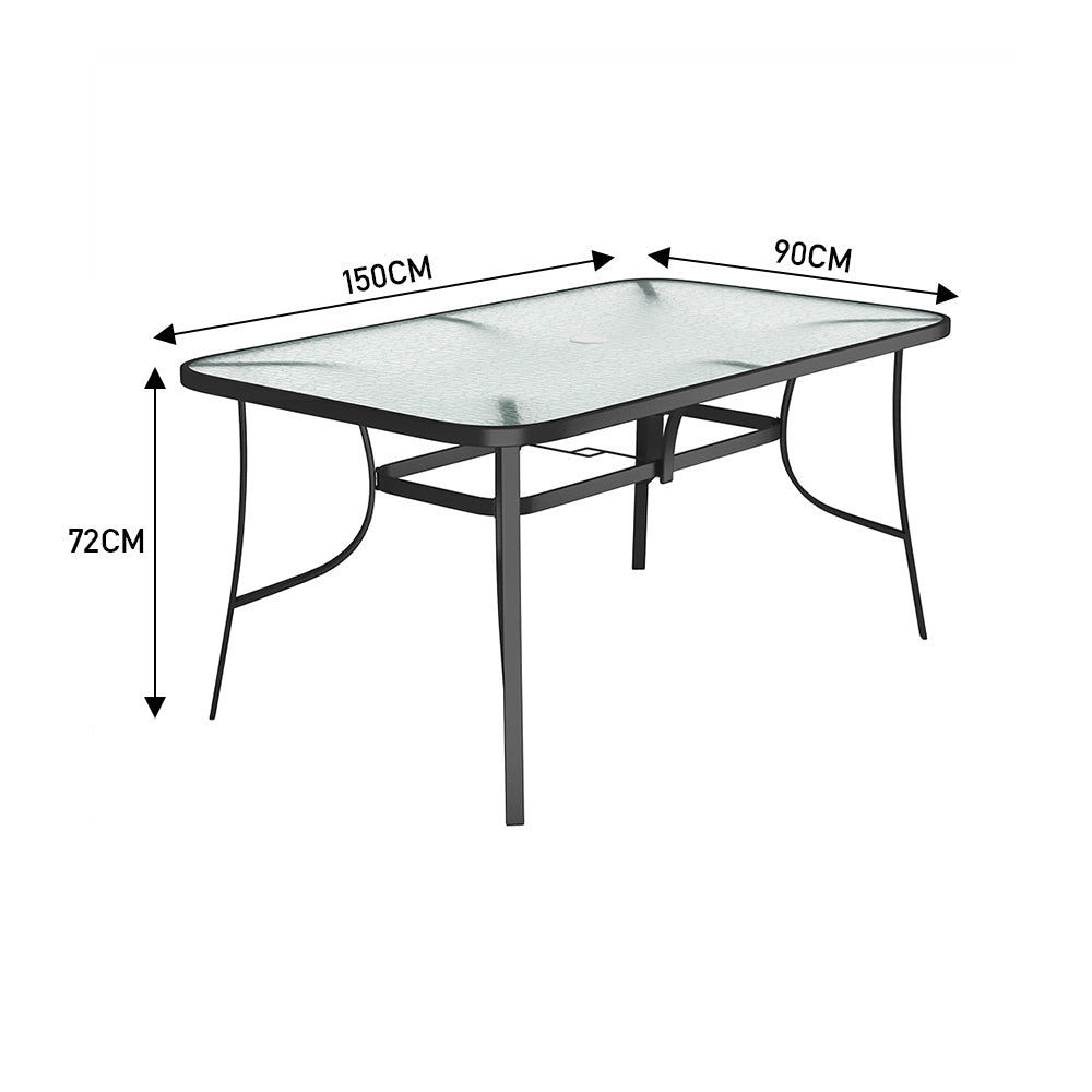 5 Pieces Garden Dining Set Tempered Glass Outdoor Coffee Table And Rattan Chairs Set