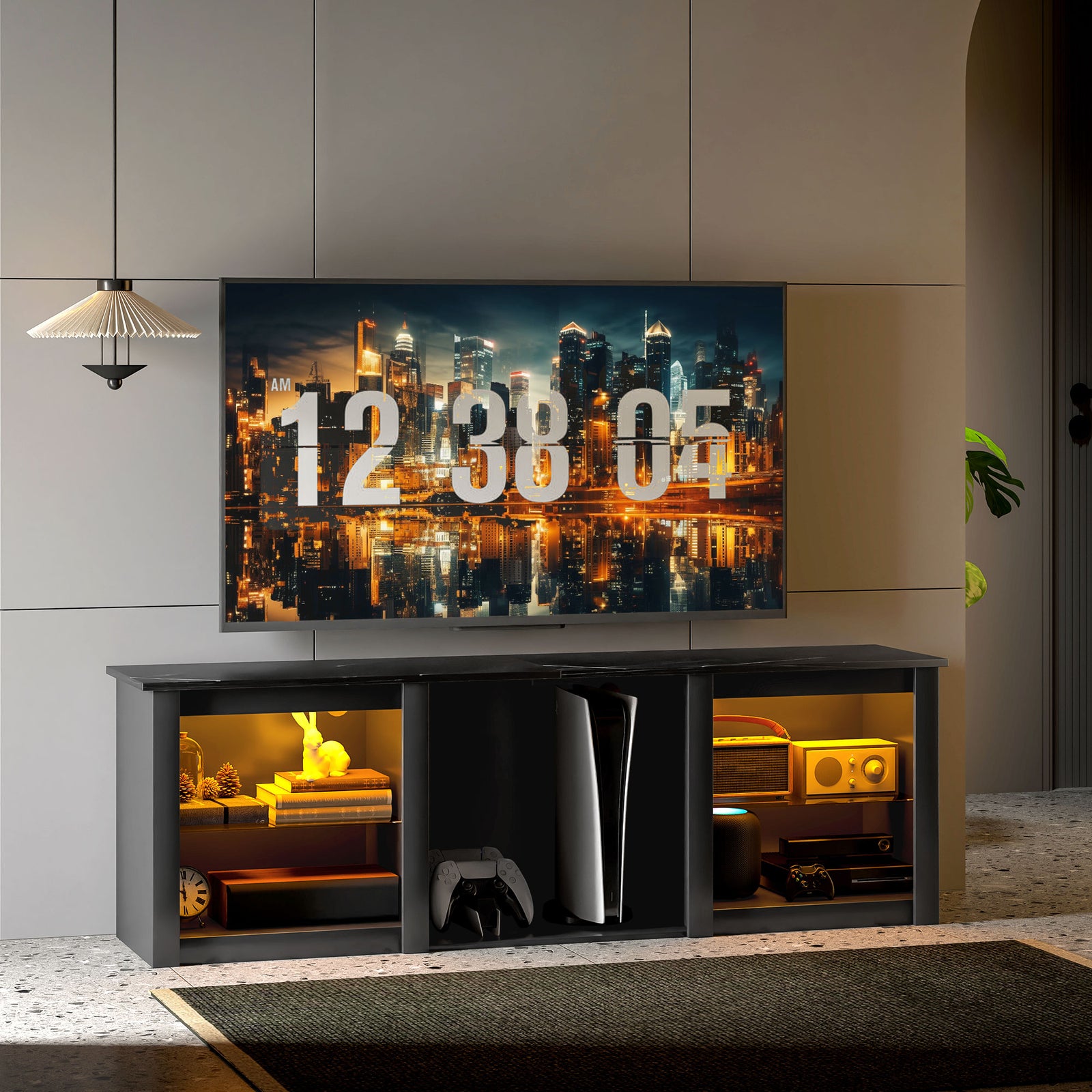 160cm Tv Unit W/ Led Lights For 70" Tv Modern