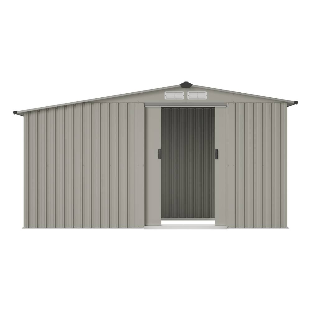 4x8ft Metal Garden Storage Shed With  Extra 70cm Firewood Storage