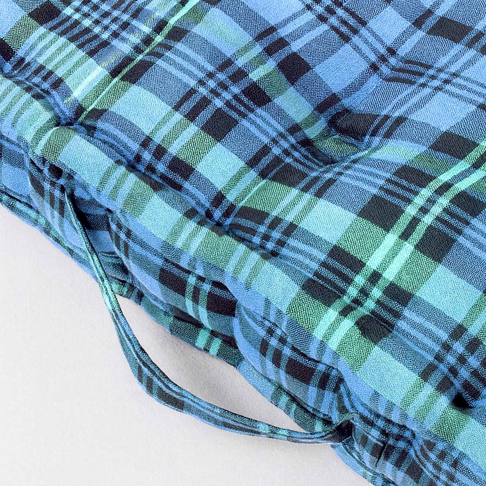 Cotton Tartan Check Floor Cushion | 40cm x 40cm | Blackwatch