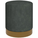 Modern Round Footstool, Fabric Upholstered Foot Rest | One Size | Green