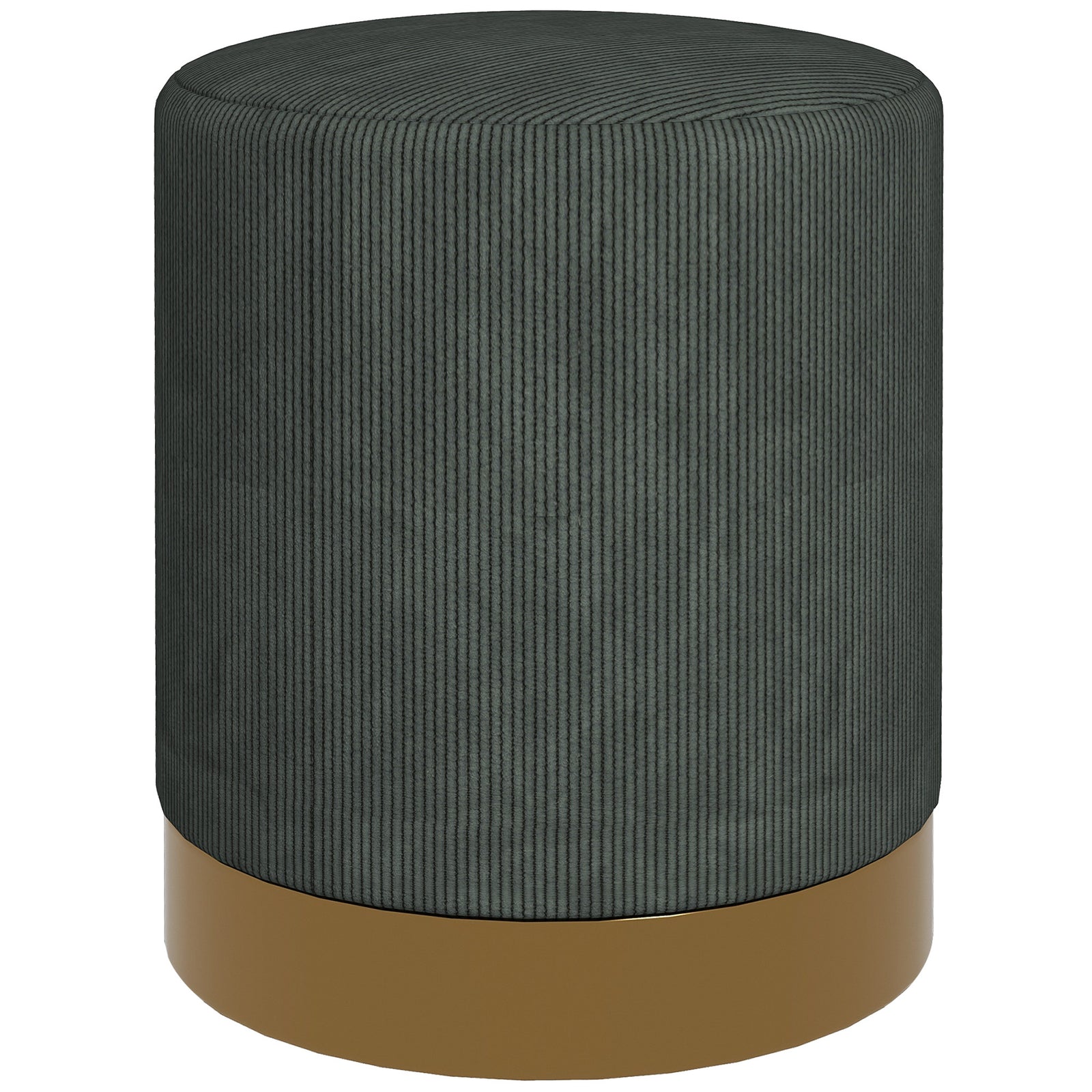Modern Round Footstool, Fabric Upholstered Foot Rest | One Size | Green