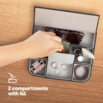Fineway 6 Compartment Leather Valet Tray Men’s Dresser Storage Organiser