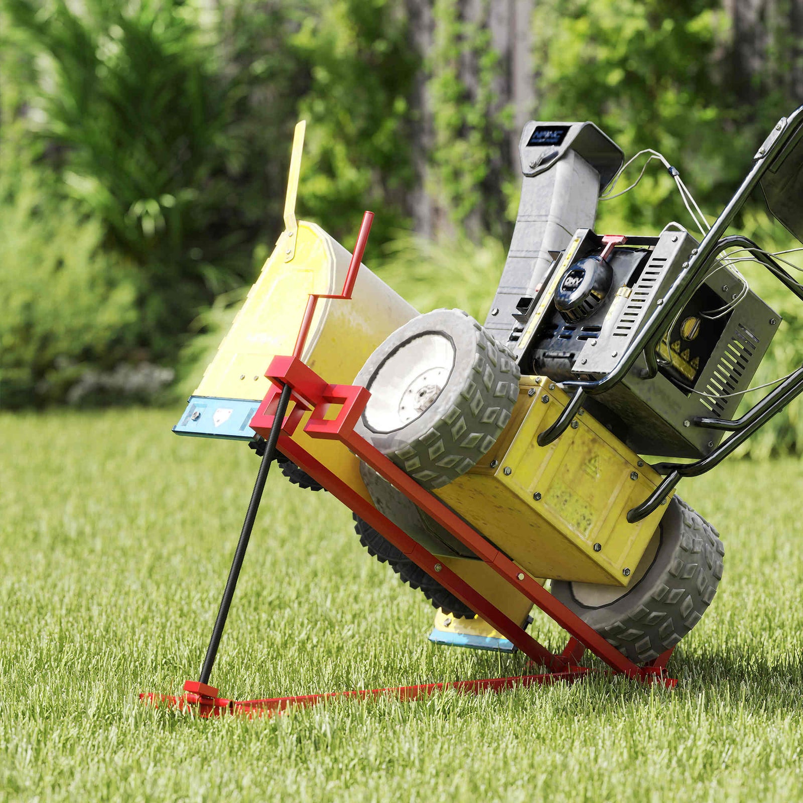 HOMCOM Foldable Ride Lawn Mower Lift, 400 Kg Telescopic Maintenance Jack