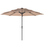 3-tier Garden Parasol W/ Solar Led Lights, Tilt, Crank | Khaki
