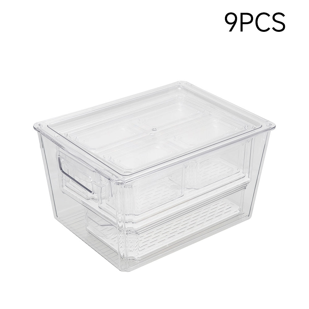 Stackable Clear Fridge Organisers Storage Boxes | Set-of-9