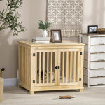 Wooden Dog Crate W/ Double Doors, Soft Cushion