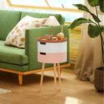 3-tier Round Side Table, Wood Legs, Multicolour