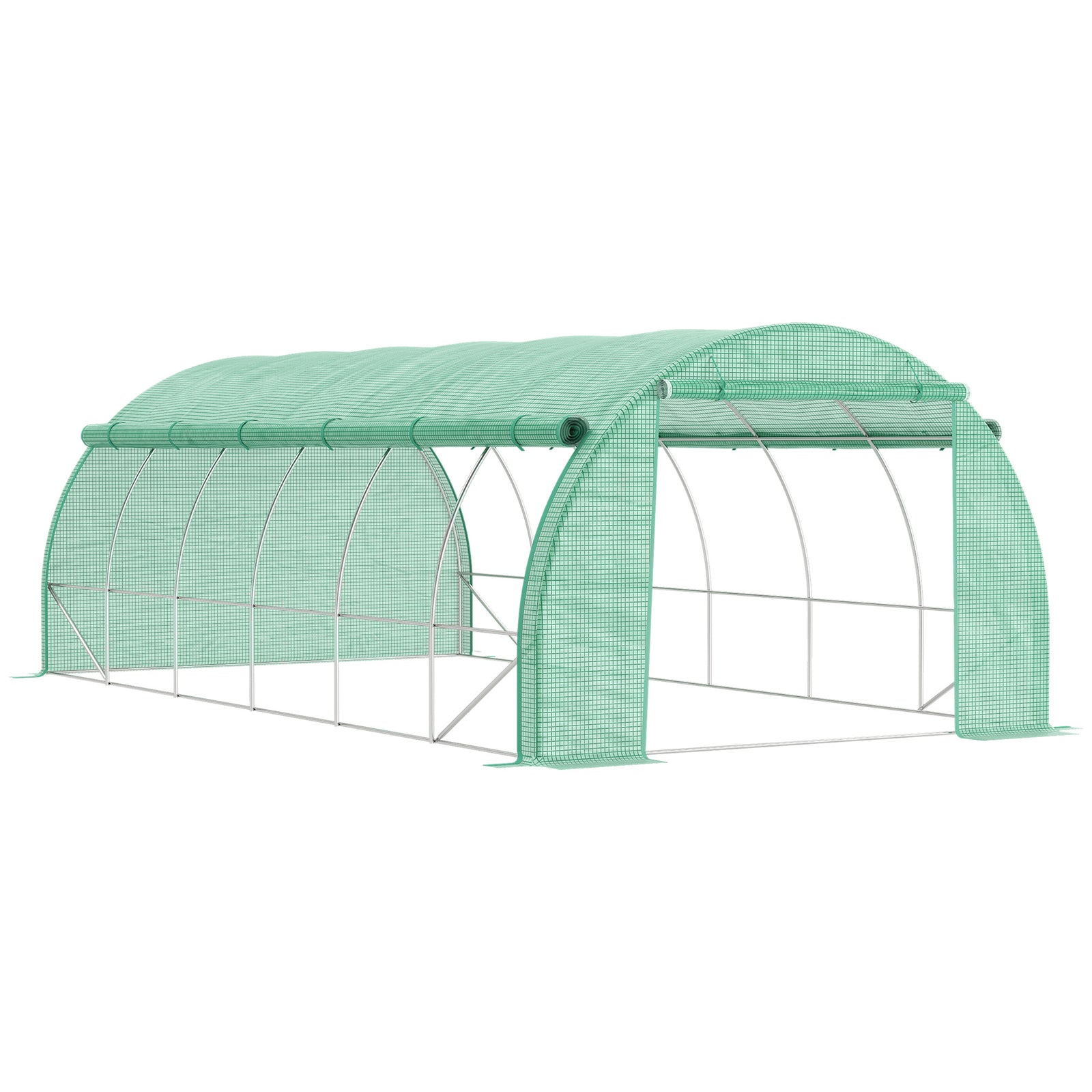 6x3x2m Polytunnel Greenhouse W/ Steel Frame | Green