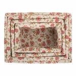 Wicker White Wash Garden Rose Lined Storage Basket | Set of 4 | Red