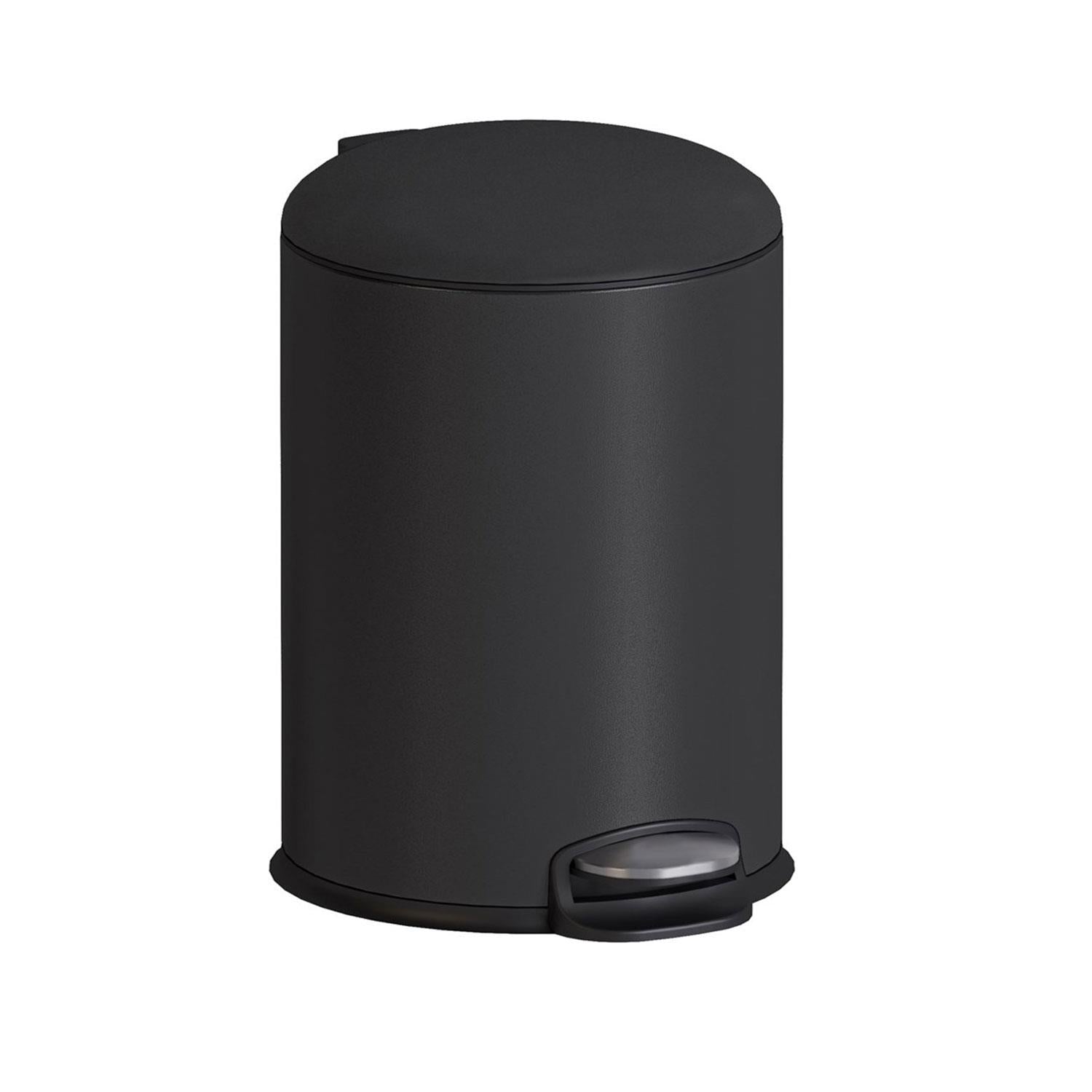 Bathroom Bin 3l, Pedal Soft-close Bucket Matt Black Essentials Collection