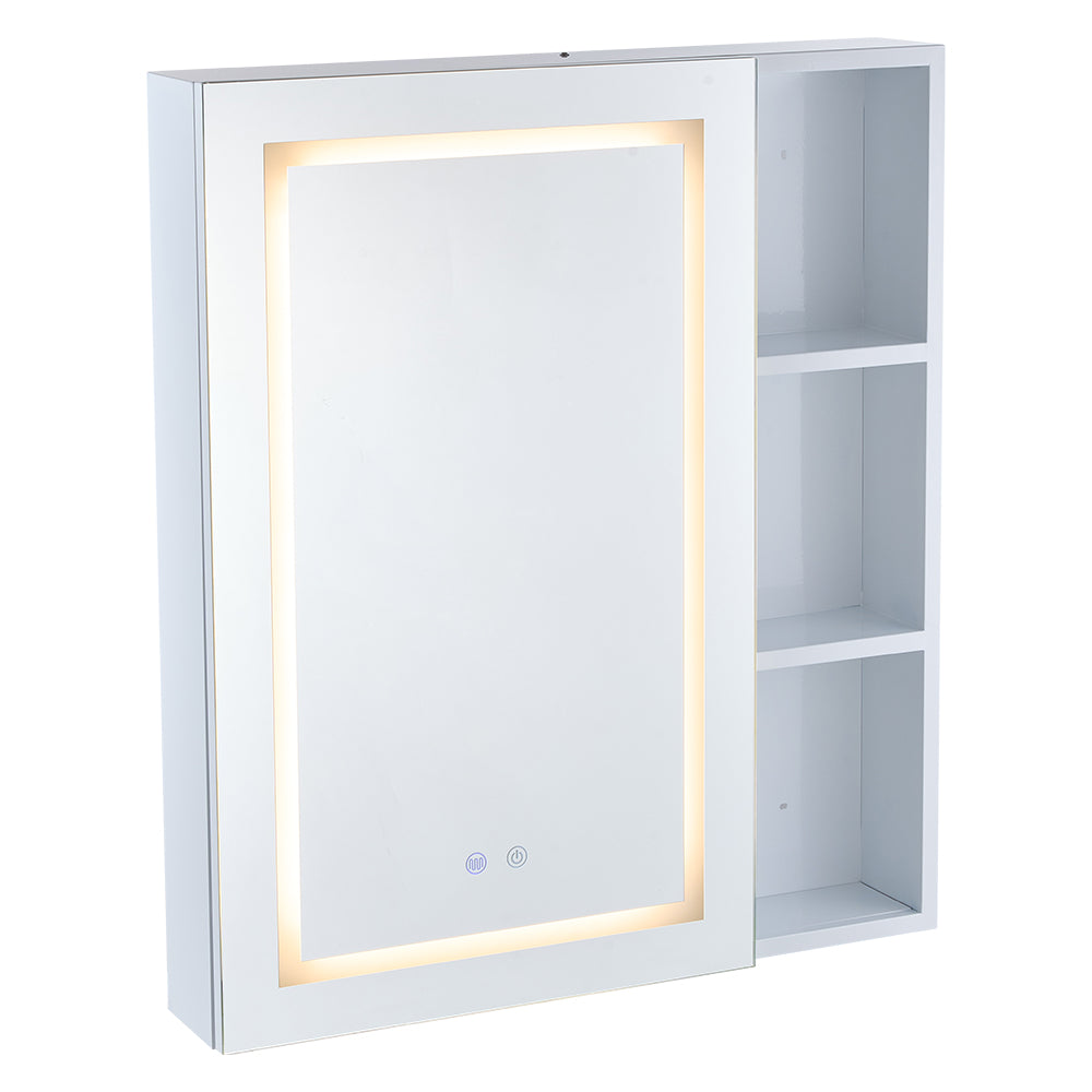 Led Bathroom Mirror Cabinet With Single-sided Mirror,storage, Anti-fog, Touch Control, Adjustable Color Temperature