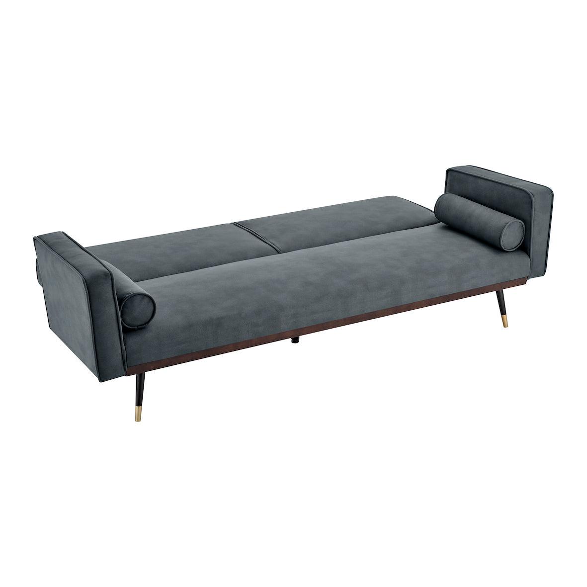 Faux Suede Click-clack Sofa Bed - 3 Seater | Grey