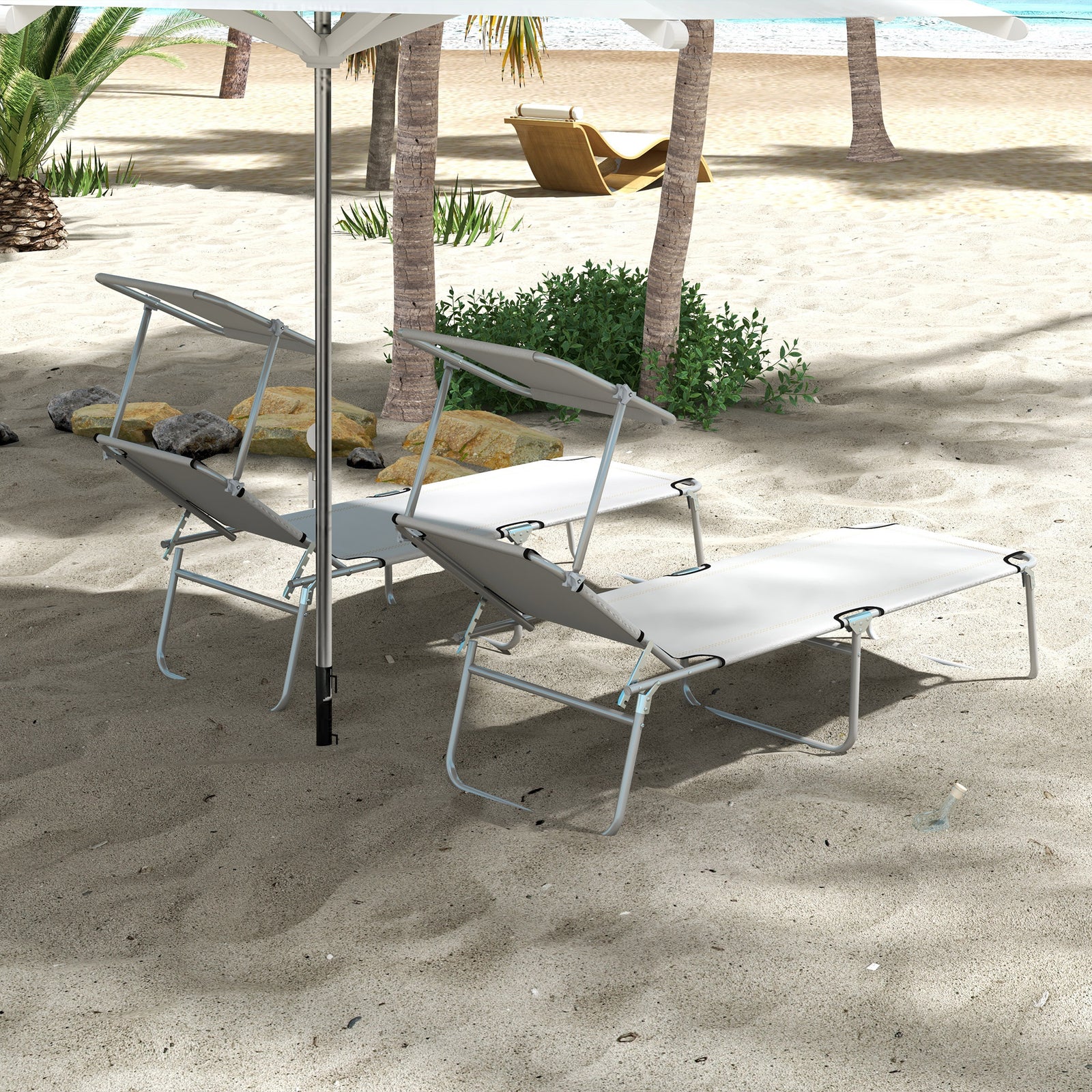 Reclining Sun Lounger Folding Recliner Garden Chair | Set of 2
