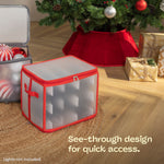 Ornament Storage Bag Box Cube With Lid And Handles | Grey