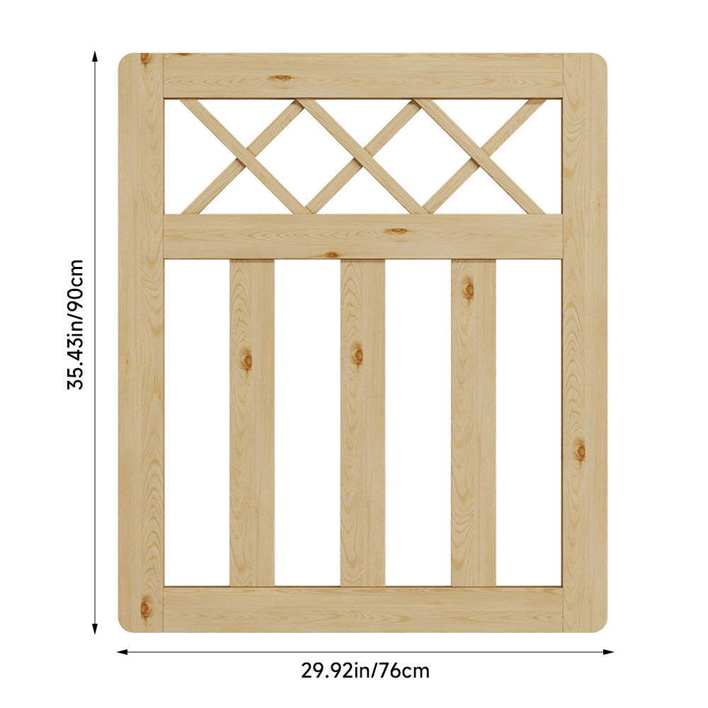 76m W X 90cm H Outdoor Cross Top Wooden Garden Gate Pedestrian Fence Yard Door