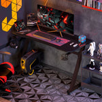 Gaming Desk Steel Frame Cup Holder Black | Black