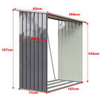 Garden Firewood Shed Outdoor Storage For Backyard Patio Waterproof Bike And Log Store | One Size | Grey
