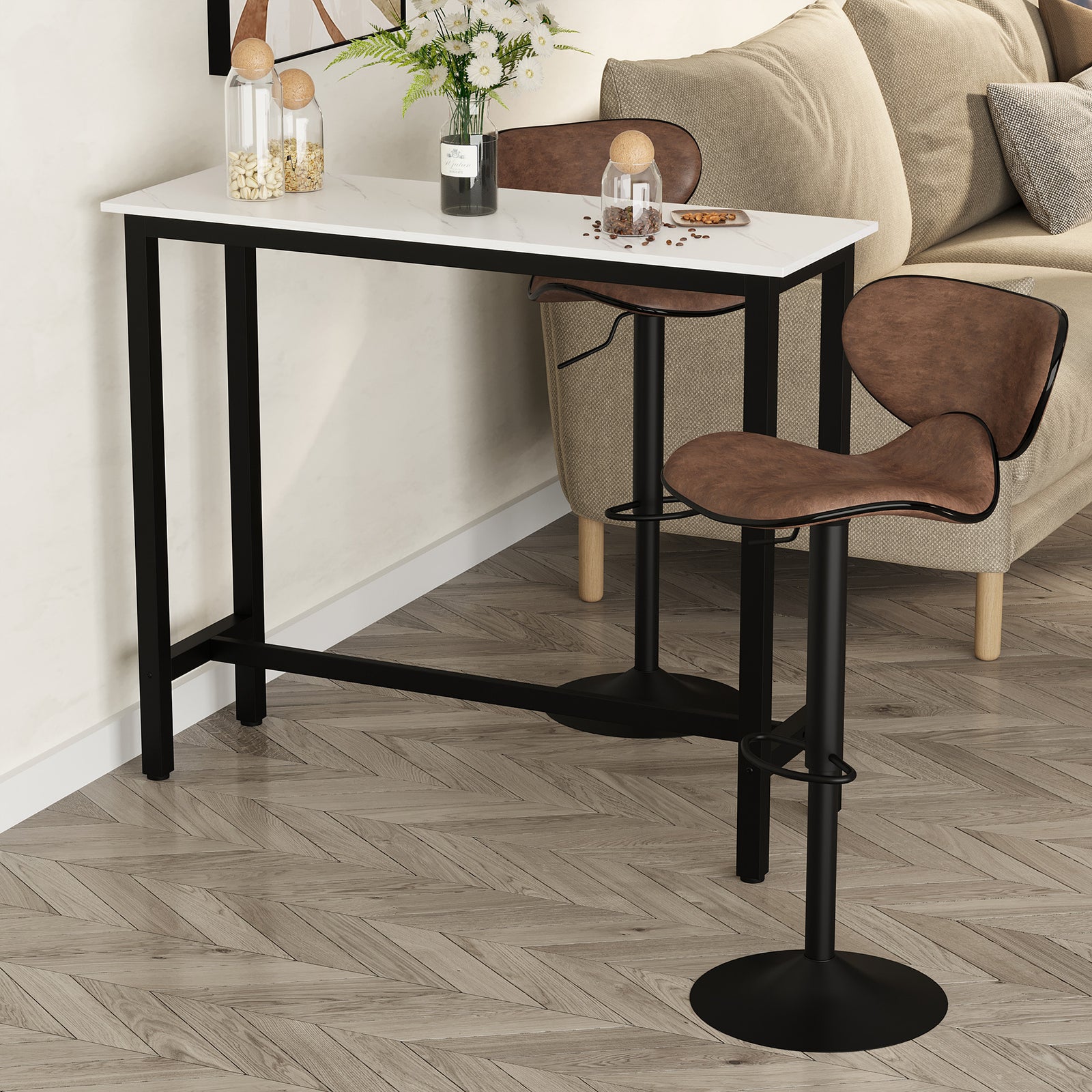 Bar Table Breakfast Dining Coffee Table Adjustable Footpads